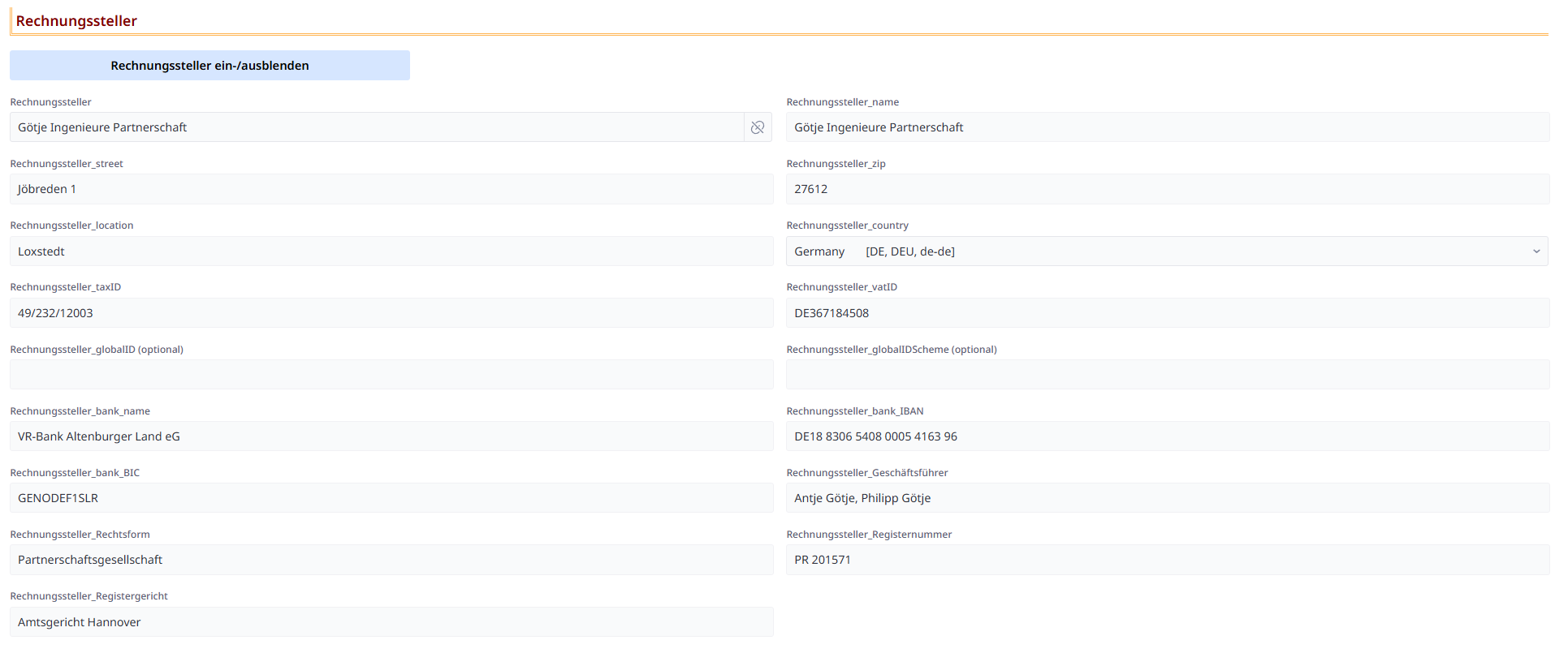 Kontrolle Rechnungssteller