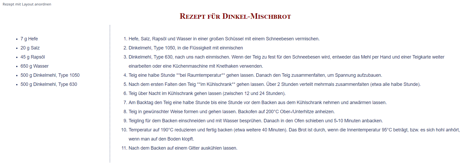 Beispiel Text mit Layout anordnen